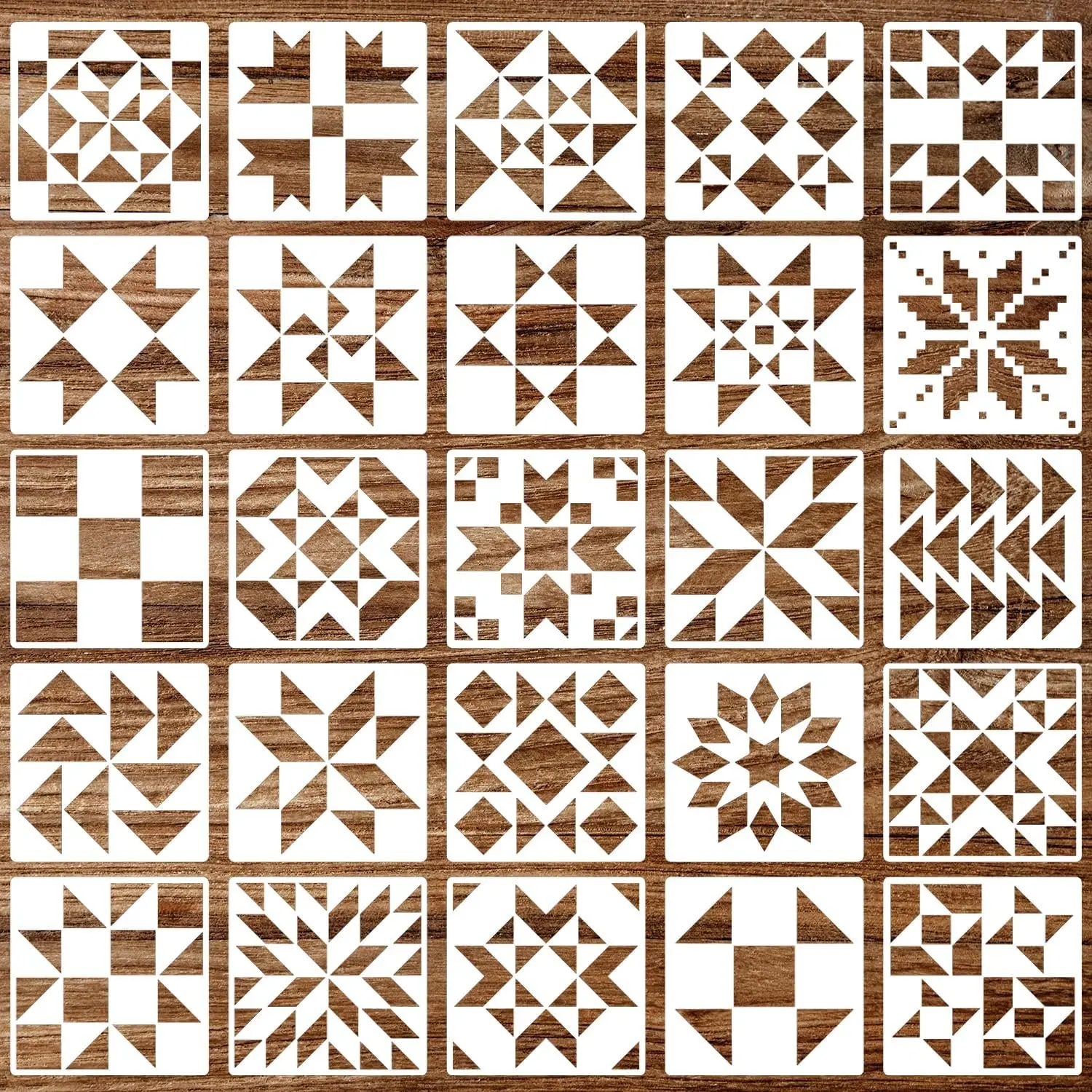 Barn Quilt Stencils 6inch Quilt Block Stencil | Reusable Plastic Drawing Templates Stencils for Painting on Wood Canvas Fabric