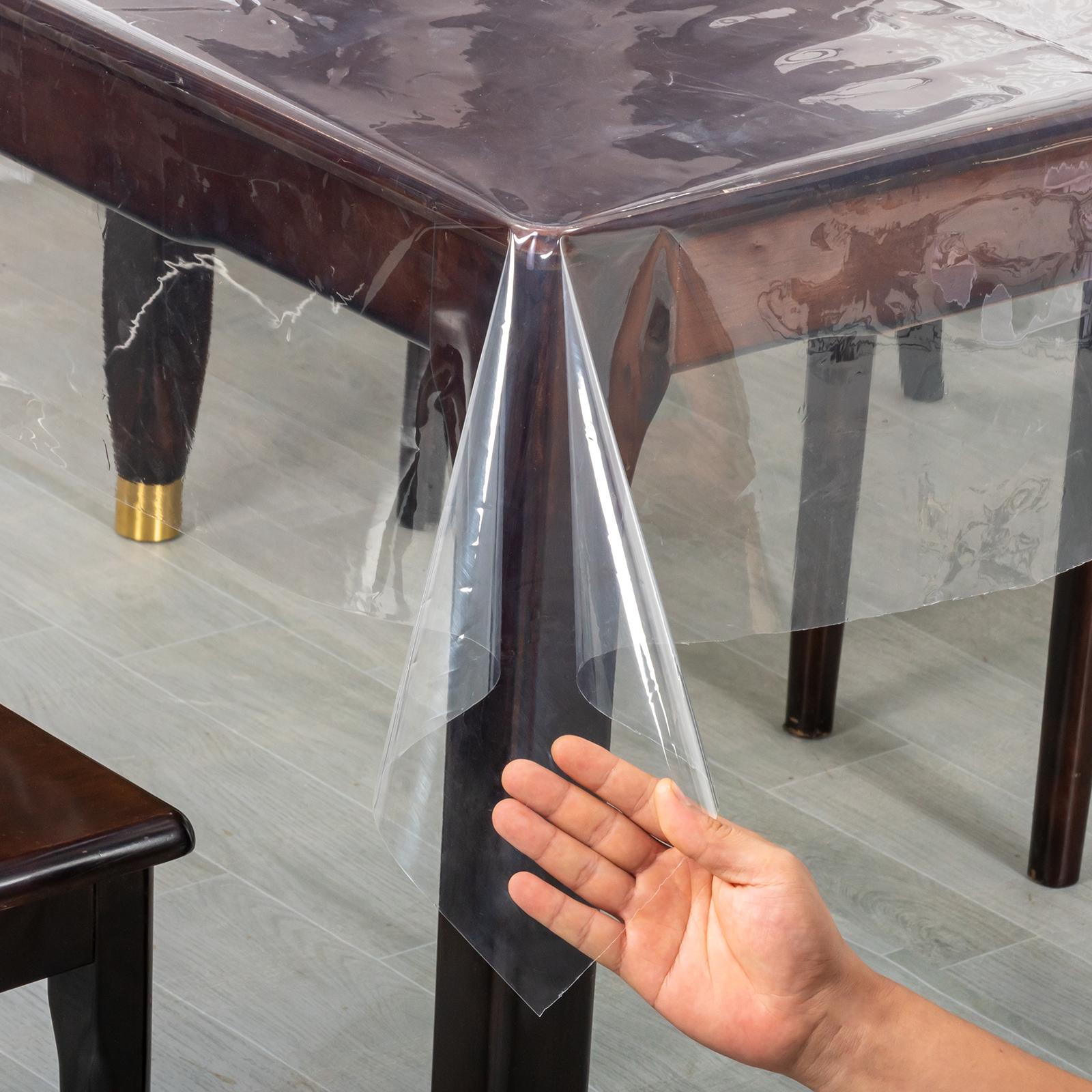 Transparent Vinyl Tablecloth, Multi-Functional Protective Cover, Rectangular Design, Easy to Clean, Ideal for Picnic Tables and Kitchen Tables