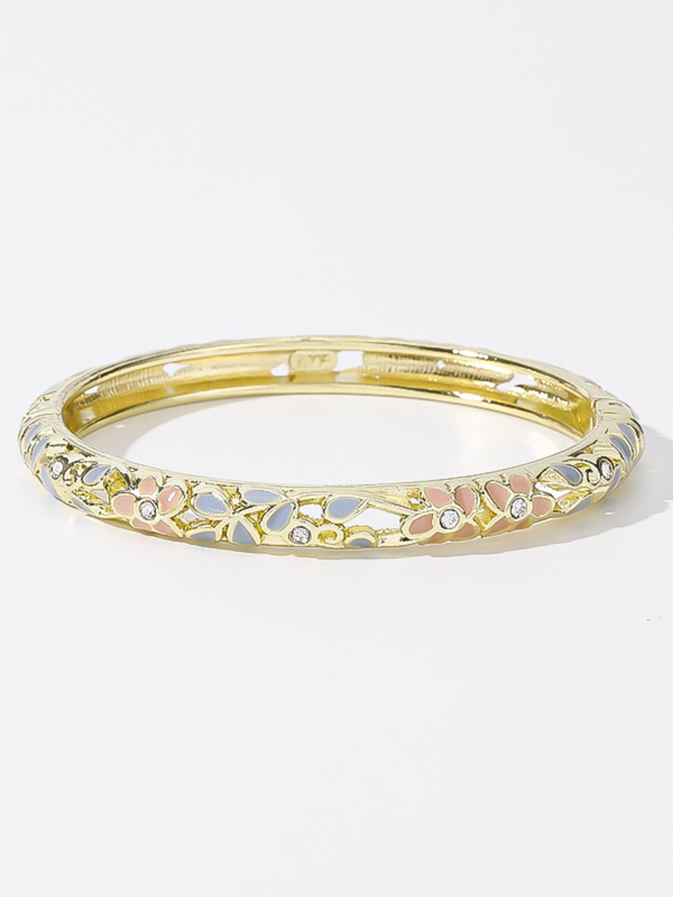 Vintage Court Style Oil Drip Flower Exquisite Bangle Bracelet, Jewelry Bracelets, Versatile Accessory, Elegant Geometric Design, Perfect Gift for Valentine's Day, Christmas, Parties, Anniversaries