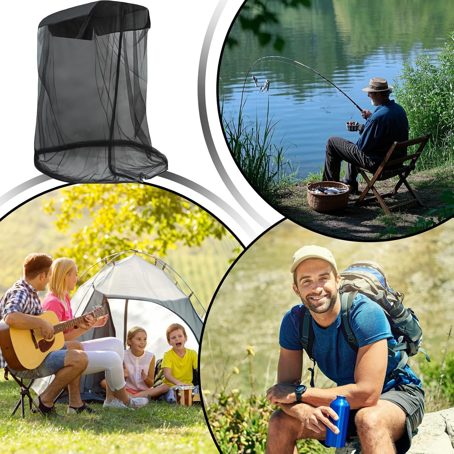 Outdoor Mosquito Net for Sunshade Chair Fishing Camping Waterproof Canopy with Zipper Insect Barrier Excluding Chair Body