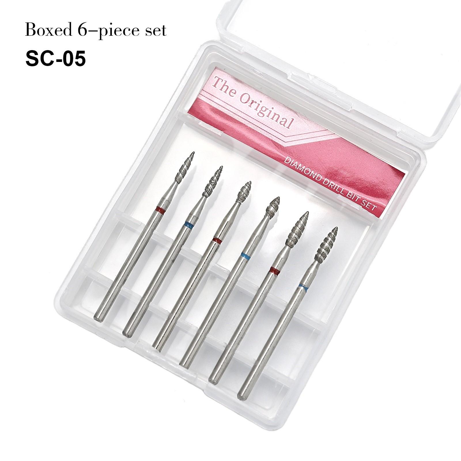 6Pcs/set Nail Drill Bits Set Nail Bits For Nail Drill Professional Diamond Drill Bit Set Electric Cuticle Rotary Manicure Nail Drill Bits Pedicure Grinding Head Sander Tools For Acrylic Gel Nails Home Salon Diy Manicure
