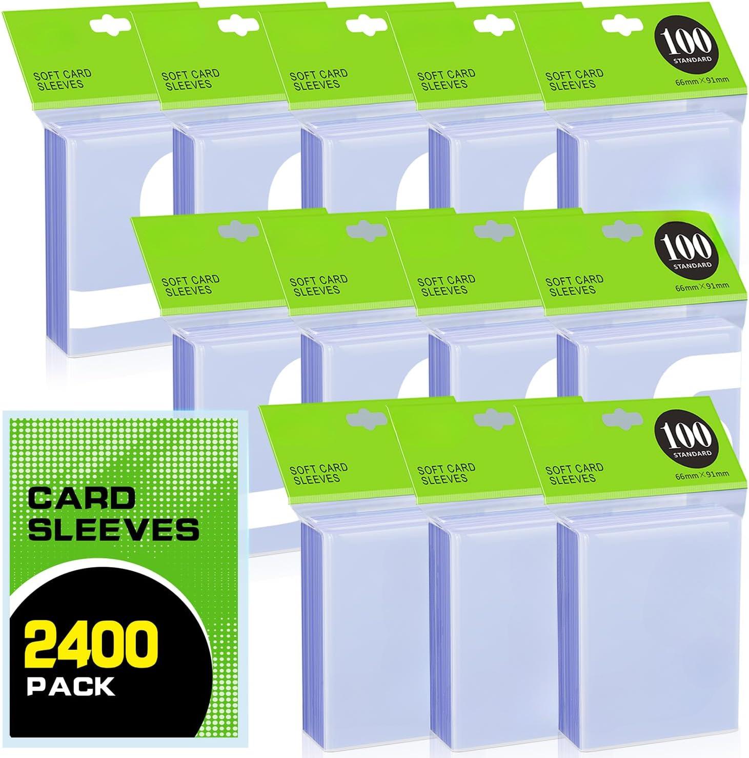 2400ct Clear Card Sleeves for Trading Cards, Baseball Sports Soft Sleeves, Ultra Soft Plastic Card Protector Sleeve for Football, MTG, PKM, Game, Standard Cards