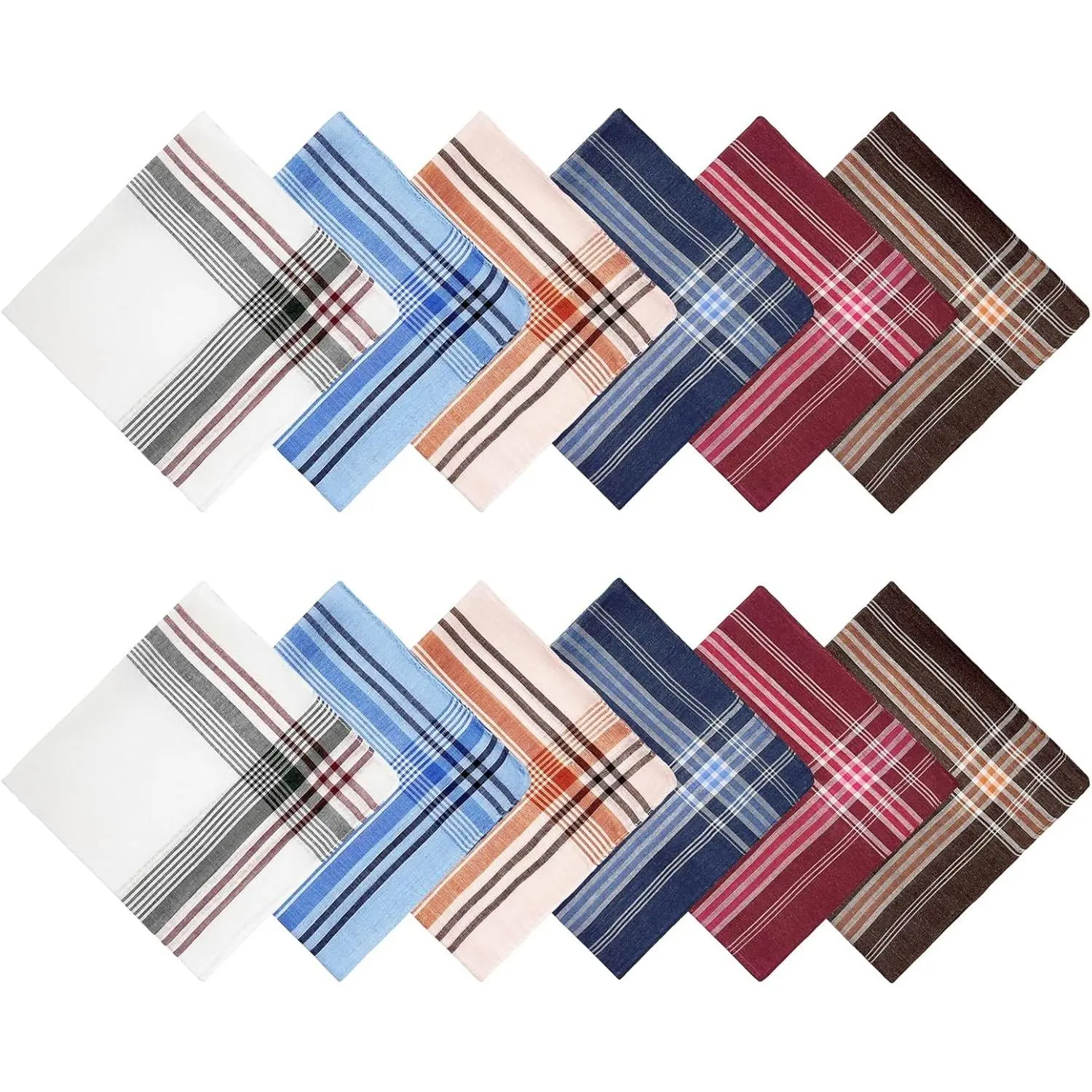 12 Pack Men's Handkerchiefs Classic Handkerchiefs for Men Pocket Square Assorted Mens Hankies Gents Hankerchieves, 6 Colors