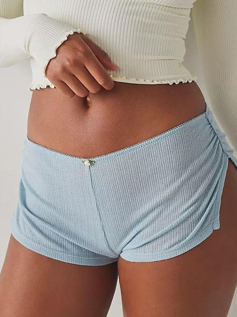 Three-pack Women's Y2K Shorts, Micro Shorts Side Slit Stretch Pajamas Shorts, Slim Fit Ruched Bottoms Cute Leggings