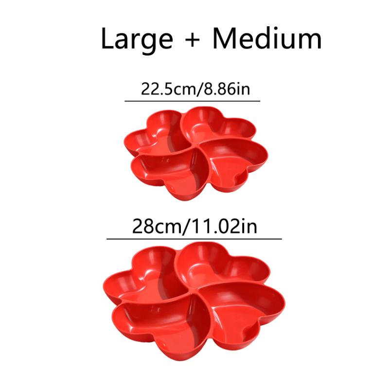 Four-Leaf Clover Fruit Tray, Perfect for Valentine's Day, Reusable Plastic Serving Platter, Heart-Shaped Divided Dish, Elegant Plastic Plates Four-Leaf Clover Fruit Tray, Perfect for Valentine's Day, Reusable Plastic Serving Platter, Heart-Shaped Divided Dish, Elegant Plastic Plates