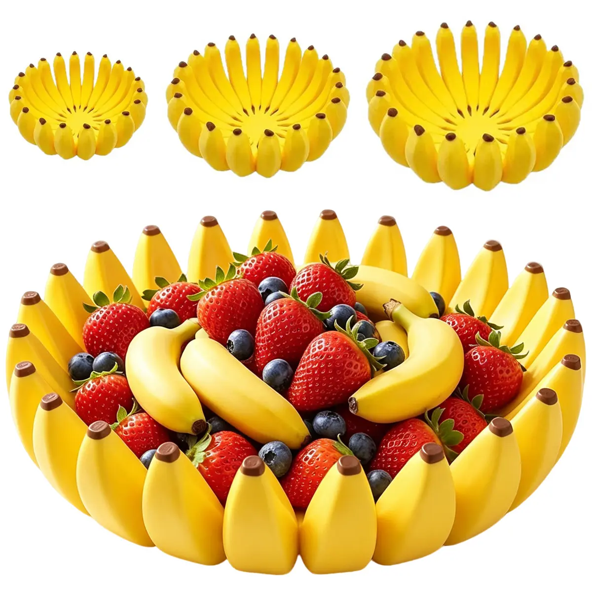 Cute Banana Shaped Fruit Bowl, Novelty 3D Banana Design Decorative Fruit Tray, Fun Kitchen Countertop Storage Basket for Snacks Fruits