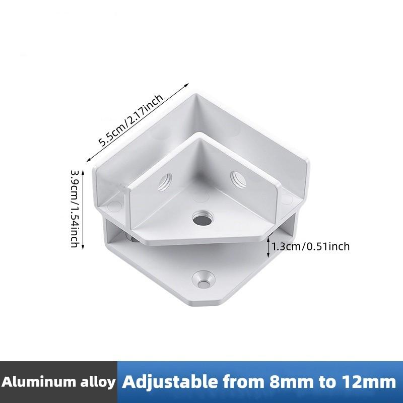 4pcs Adjustable 90-Degree Glass Clips Set, Ideal for Wine Cabinet, Display Rack, Custom Shelving, Secure Glass Panels at Bottom Corners