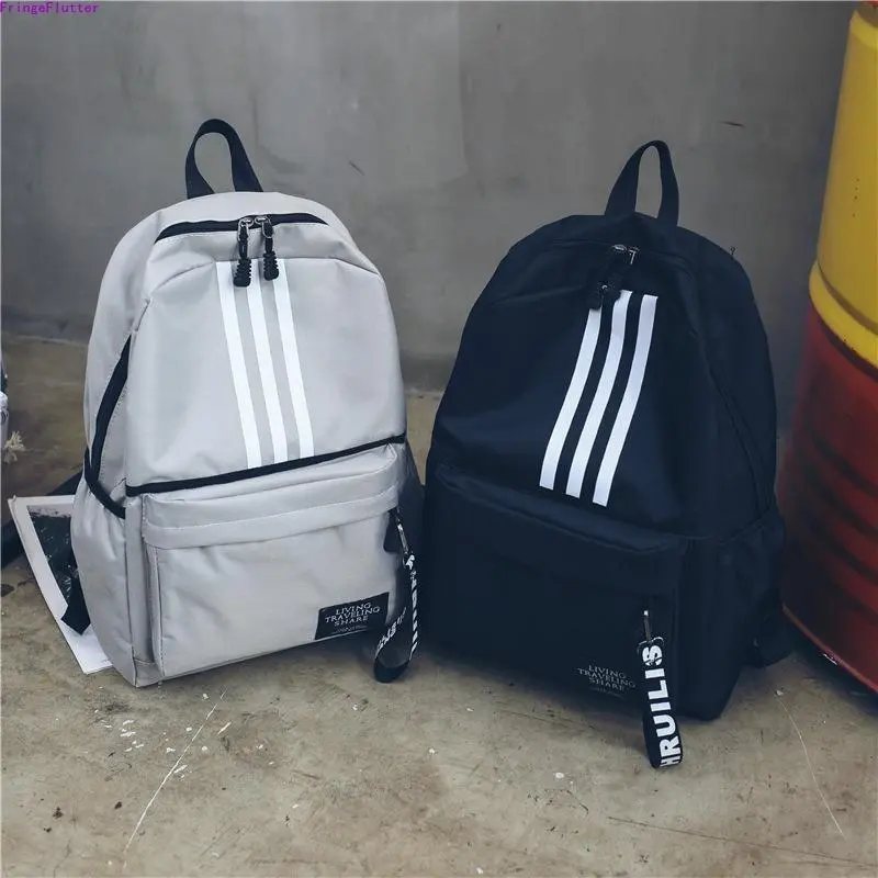 Preppy-Style High-Capacity Unisex Backpack for Junior High Students - Korean Minimalist Striped Back to School Bag, Casual Daypack for Campus & Daily Commute