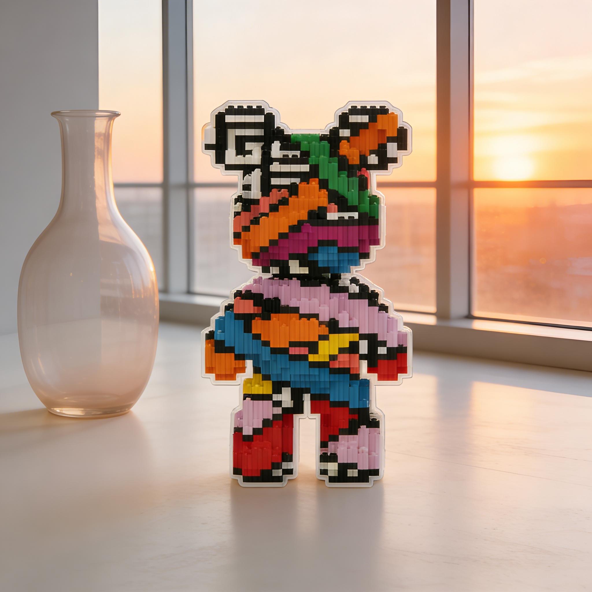 3D Puzzle Bear Building Block Decoration, Ideal for Home Office Shelves, Party Decor, Perfect Gift for Holidays, Handcrafted Sculpture