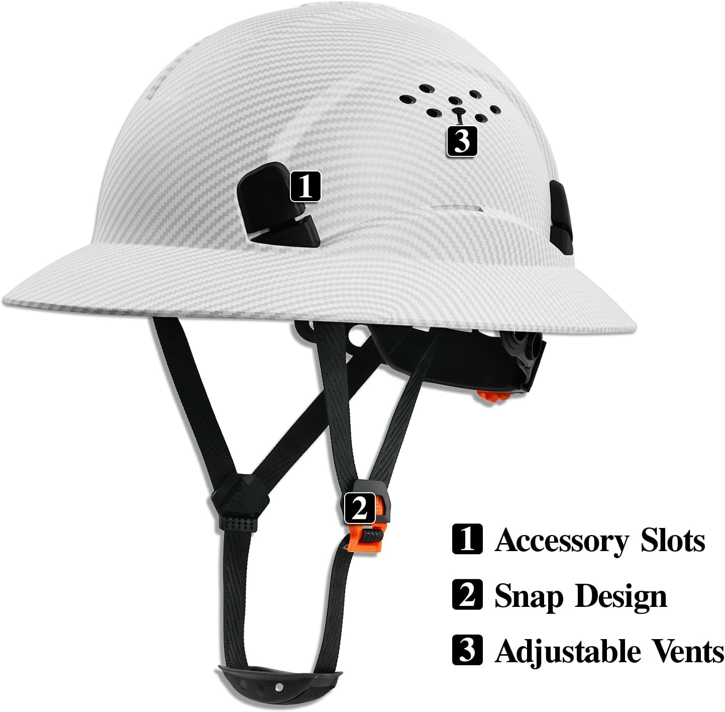 Full Brim Hard Hat construction , Vented Adjustable Lightweight Hardhat with Sunshade, 6-Point Suspension Ratchet Knob, Hard Hats for Men Women DIY Farm Warehouse