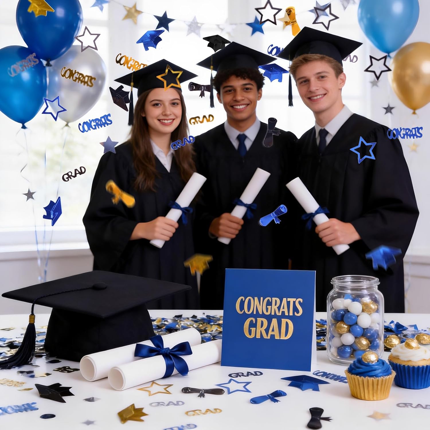 Blue and  Graduation Confetti 2000 count 2.1oz Class of 2026 Graduation Table Confetti Congrats Grad Table Confetti for Table  Bags Cards Grad Decorations