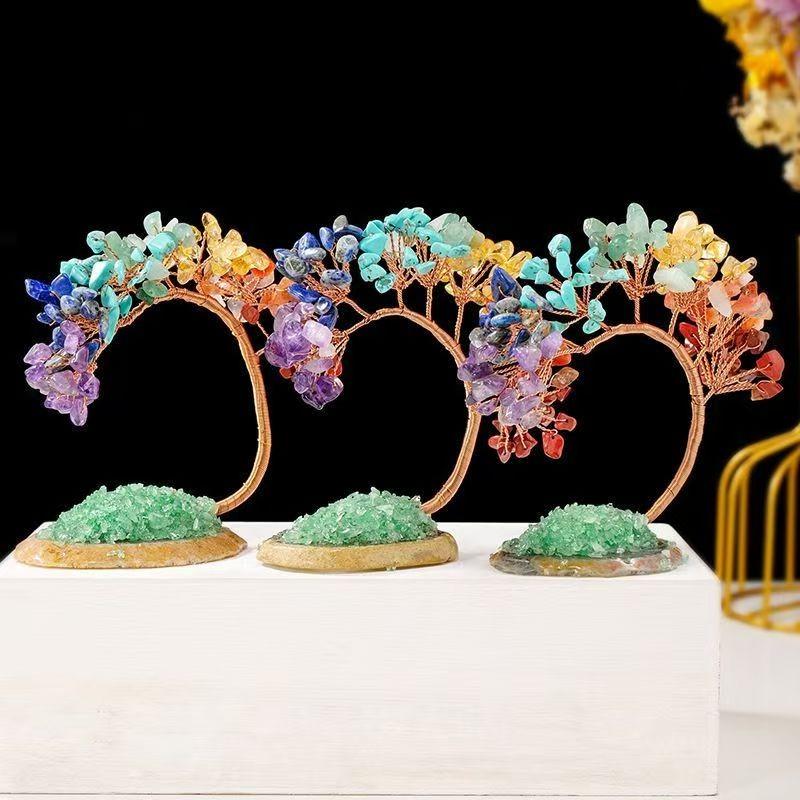 Multicolor Crystal Life Tree, Agate Tail Tree, Handwoven, Desktop Decor, Crystal Micro Landscape, Wealth Attracting Ornament, Home Office Car Gift