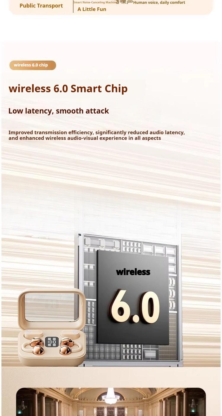 Hetoie 2026 Open-Back Bluetooth-compatible Earbuds, Wireless Headphones with Clear Mic, Type-C Fast Charging, Comfortable All-Day Wear