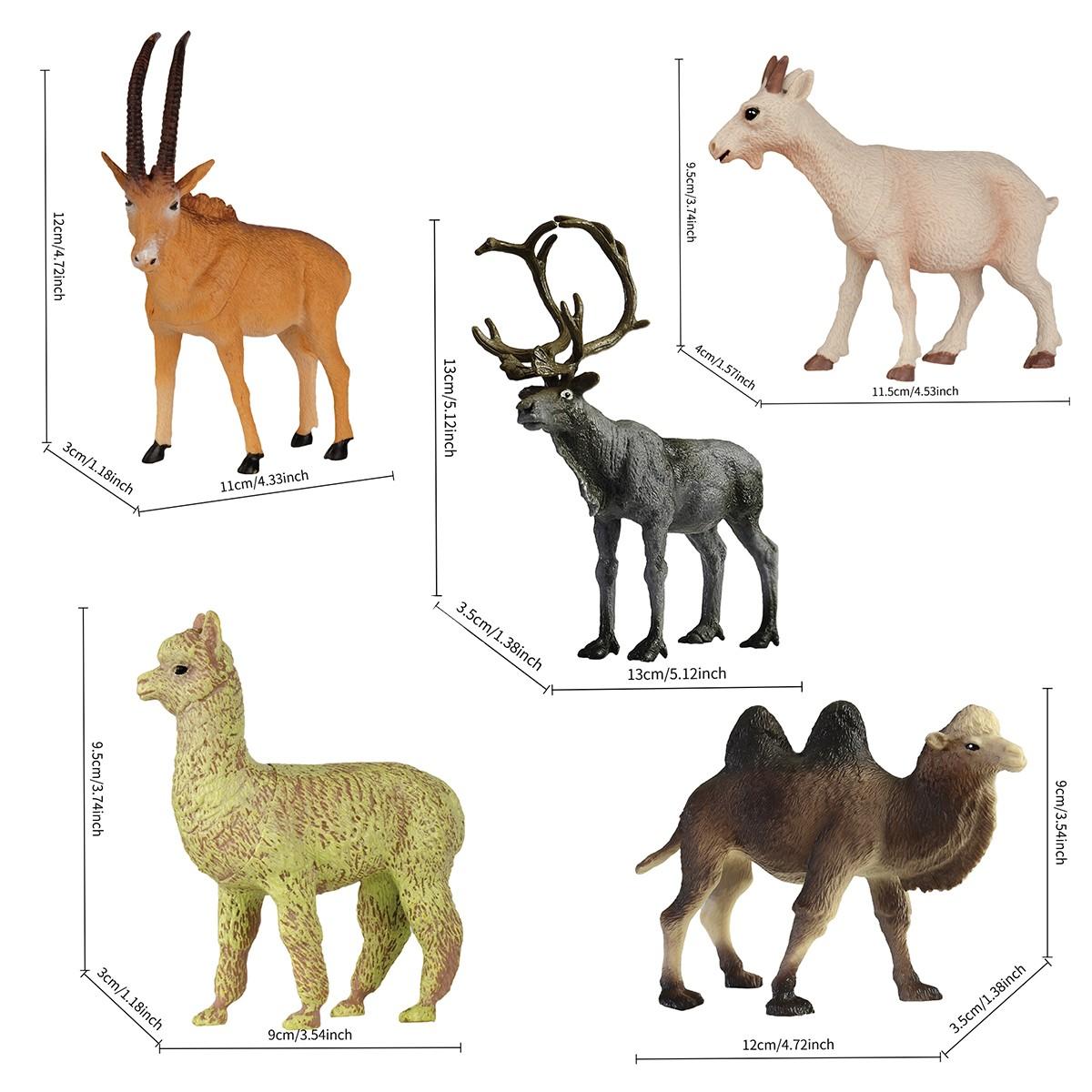 10 Pcs Realistic Wildlife Set, Animal Figures, Parent-Child Interactive Educational Toys, Decorative Ornaments, Birthday Party Gifts, Camel Goat Raccoon Squirrel