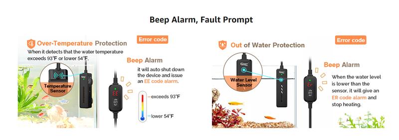 hygger Mini Fish Tank Submersible Heater 20W/75W for 1 -15Gallons Desktop Betta Aquarium Heater with Digital Display Controller Adjustable Temperature