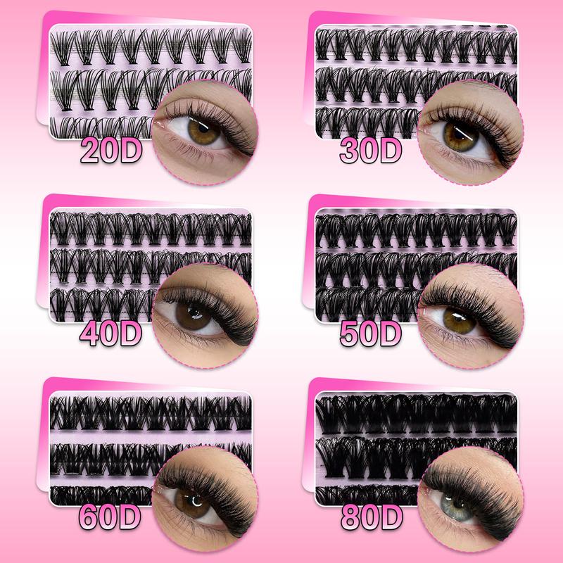 1920 PCS or 640 PCS D-Curl Lash Clusters Kit, DIY Eyelashes Kit, 8 Natural and Colorful Styles Lash Book with Bond and Seal, Brush Applicator, Headband and Wristband, Easy DIY Extensions for Daily Makeup