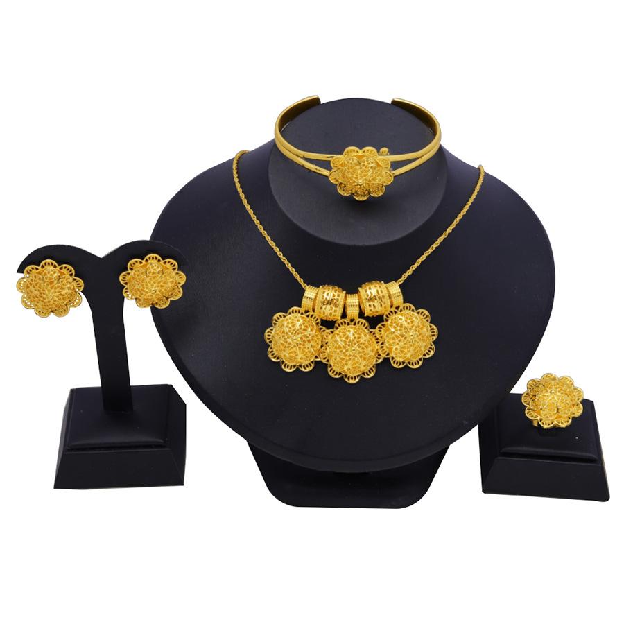 Affordable Luxury Viral Gold-Plated Filigree Jewelry Set, Female Daily ...