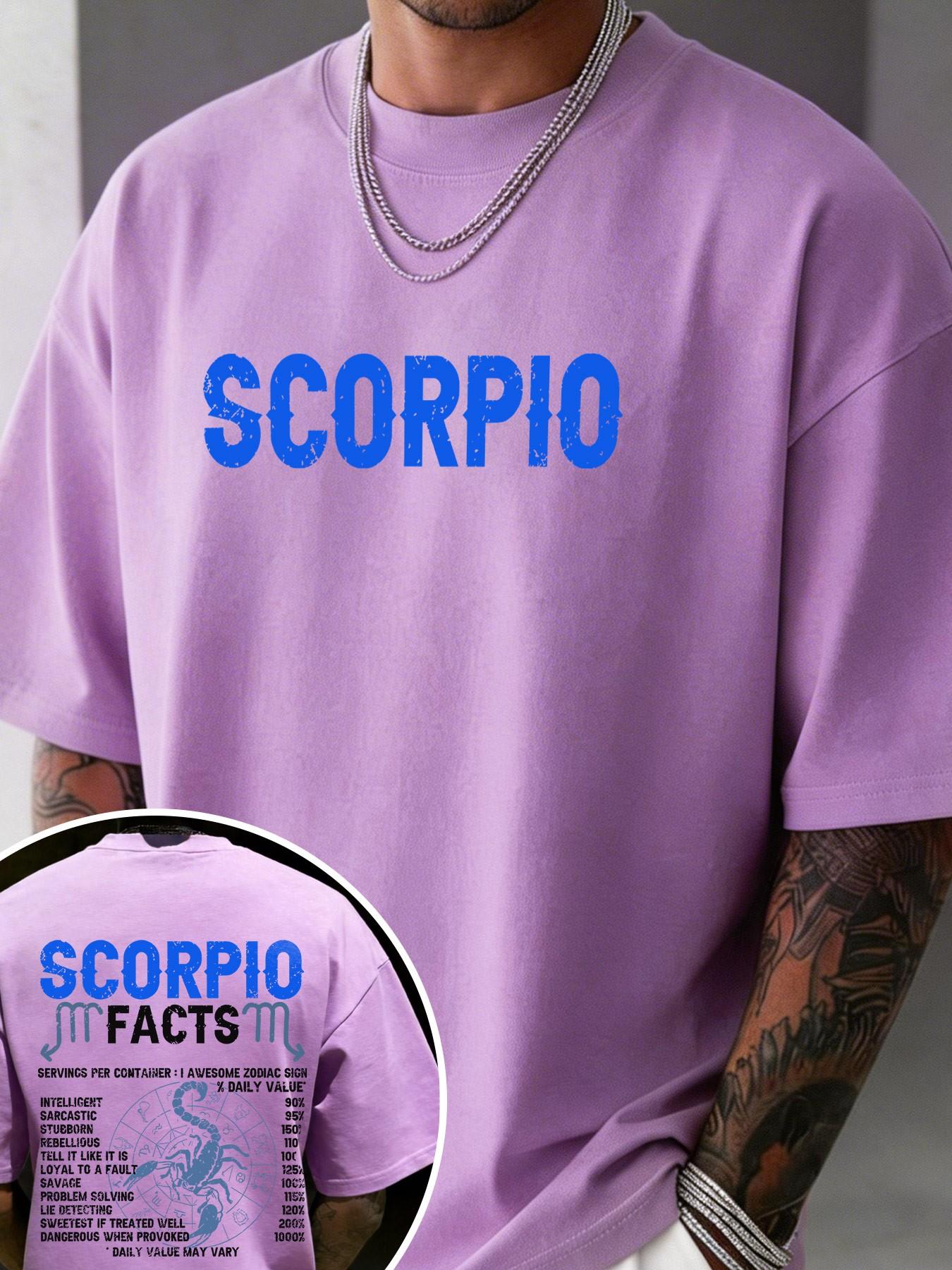 Scorpio Zodiac Facts Funny Slogan T-Shirt, Casual Loose-Fitting Top, Unisex Oversize Tee, Random Print, Short Sleeve, No Collar