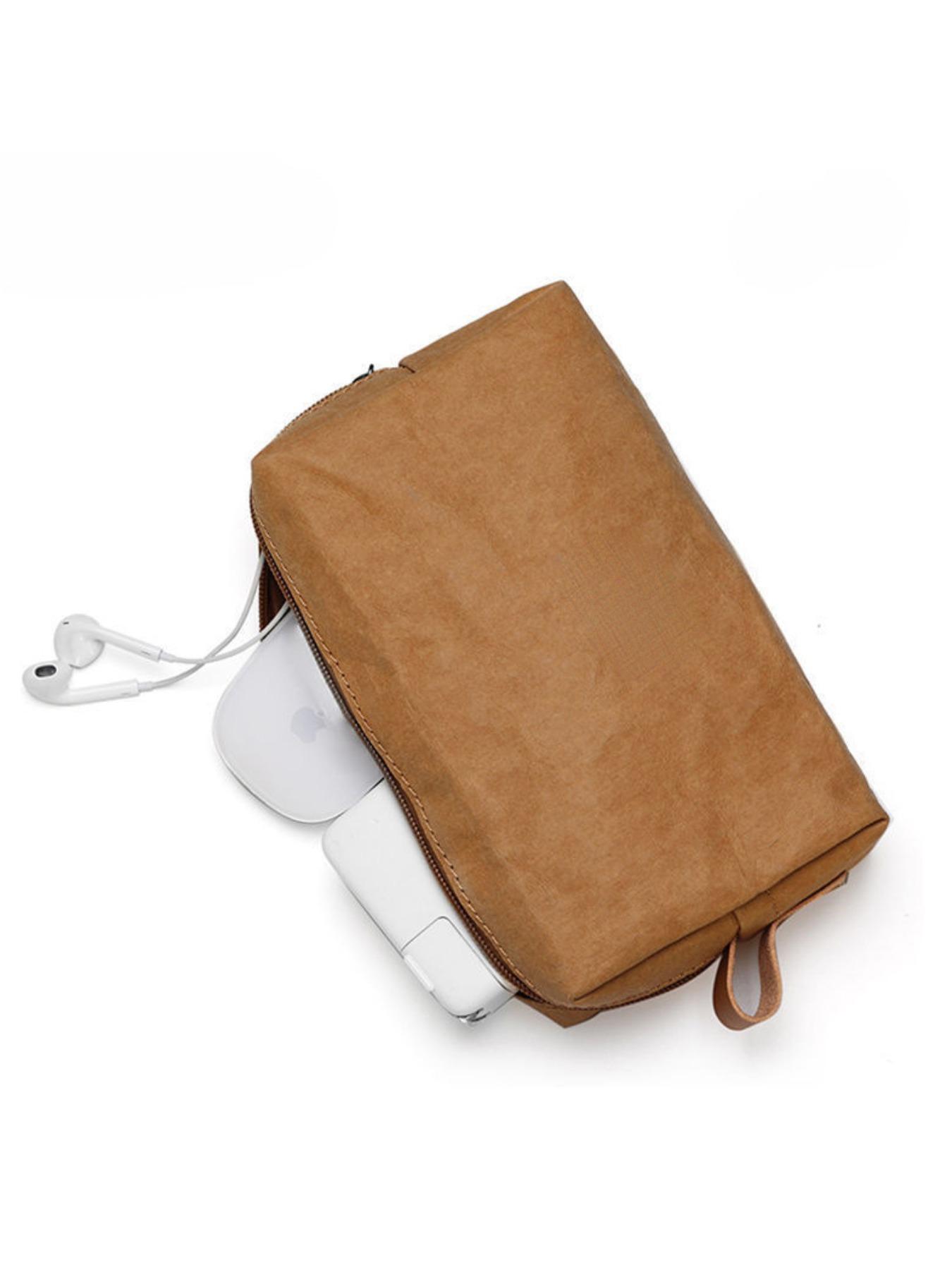 Minimalist Style Small Storage Bag, Portable Personal Organizer, Data Cable Earphone Charger Key Zipper Coin Wallet