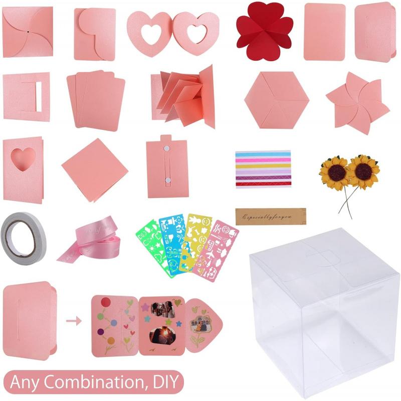 Explosion Box DIY Gift - Handmade Explosion Album Mother's Day Gift, 6-Panel Gift Box, Gift Box Design, Love Memories, Scrapbook, Photo Box, Ideal for Birthday Gifts, Weddings, or Valentine's Day Surprise Box