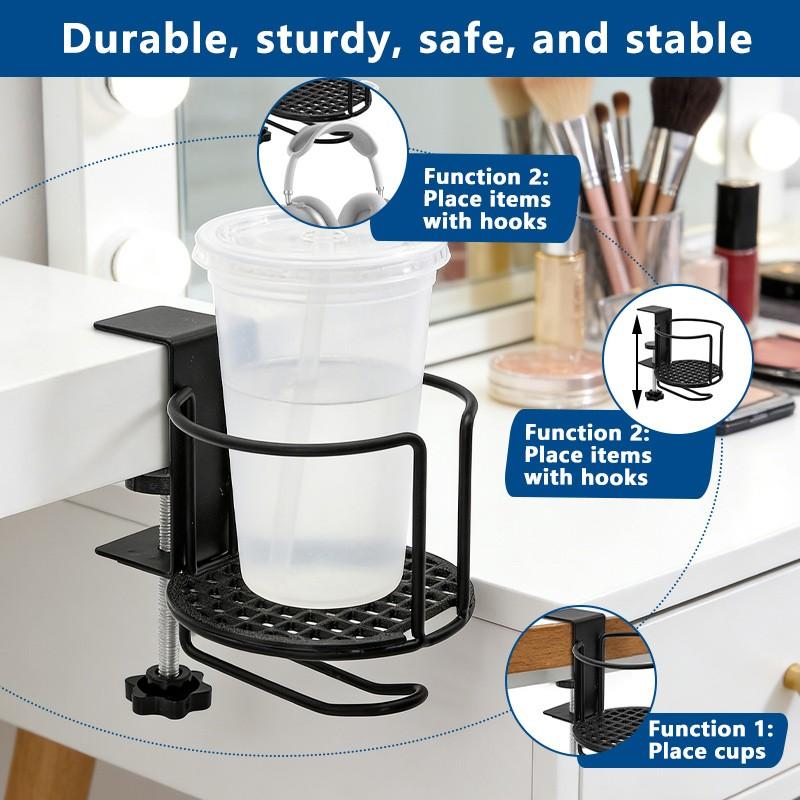 Metal Water Cup Holder Clip, Table Mount Cup Rack, Boat Yacht RV Beverage Bottle Coffee Tea Cup Stand, Durable and Practical Design