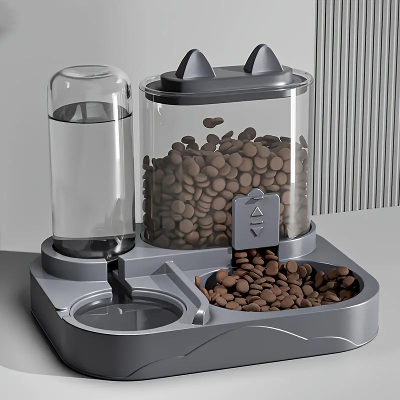 2-In-1 large-capacity cat feeder and water dispenser - wet and dry separation, durable plastic, perfect for indoor pet drinking and healthy eating needs, cat food and water dispenser, portable design, suitable for dogs