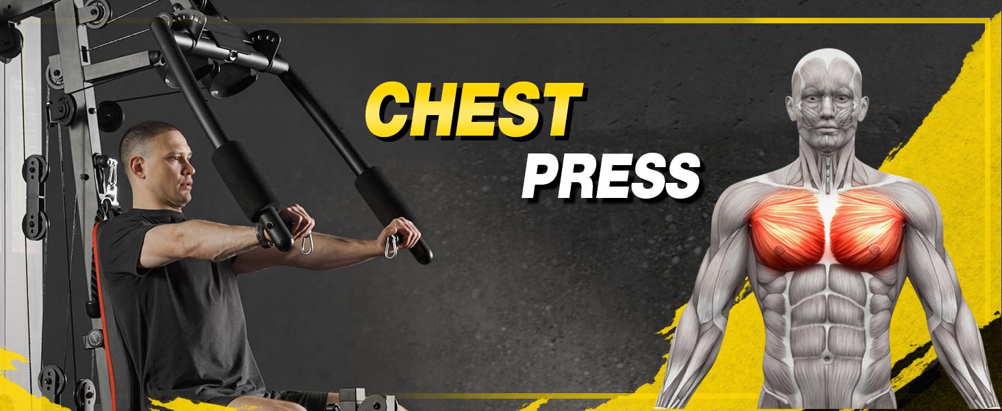 Home Gym, Multifunctional Home Gym Equipment, Home Gym Station with 150LBS Weight Stack, Exercise Equipment for Full Body Strength Training Lat Pulldown Machine SpringStatements