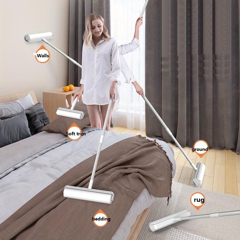 Large Fluffy Roller, Retractable Handle, Reusable Sticky Mop, Floor Carpet Car Interior Pet Hair Removal, No Power Needed, Easy Cleaning