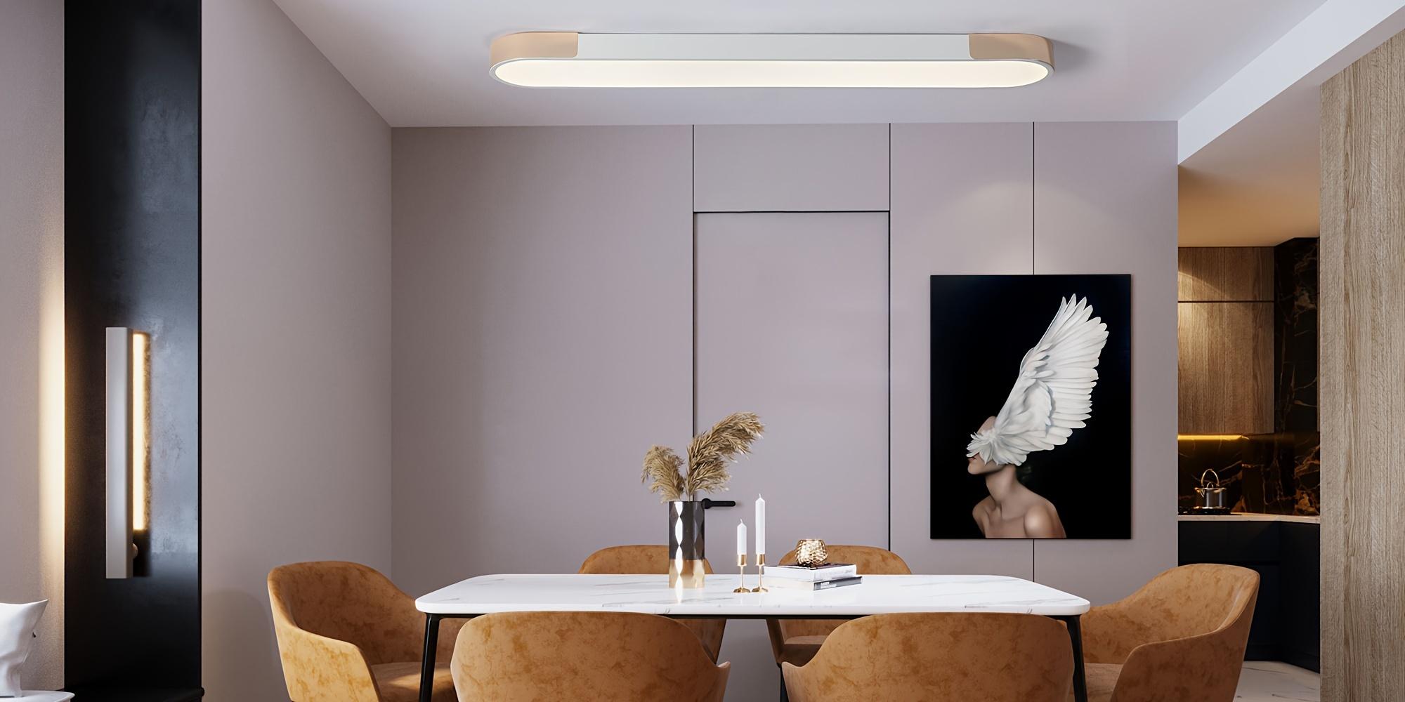 Garwarm  Modern LED Dimmable Ceiling Lamp with Remote Control - Linear Ceiling Light Chandeliers for Kitchen, Living Room, Dining Room, Bedroom (Gold, 39.4in)