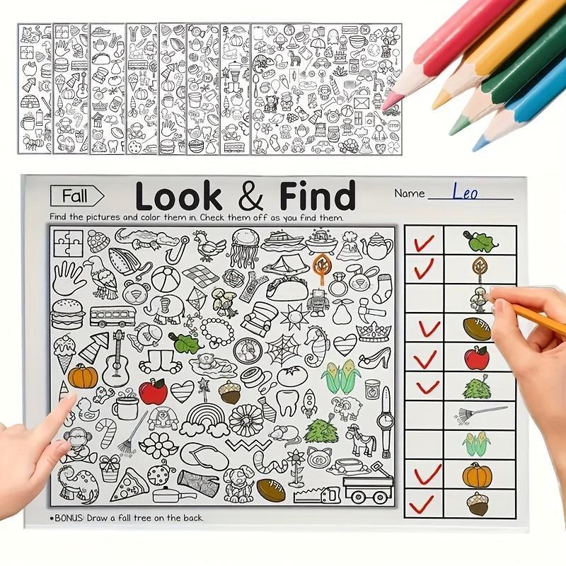 Interactive Seek-And-Find Coloring Book, 800+ Images, Ages 3+, Preschool Learning Tool, Ideal Christmas Gift for Daycare, Friday Deal