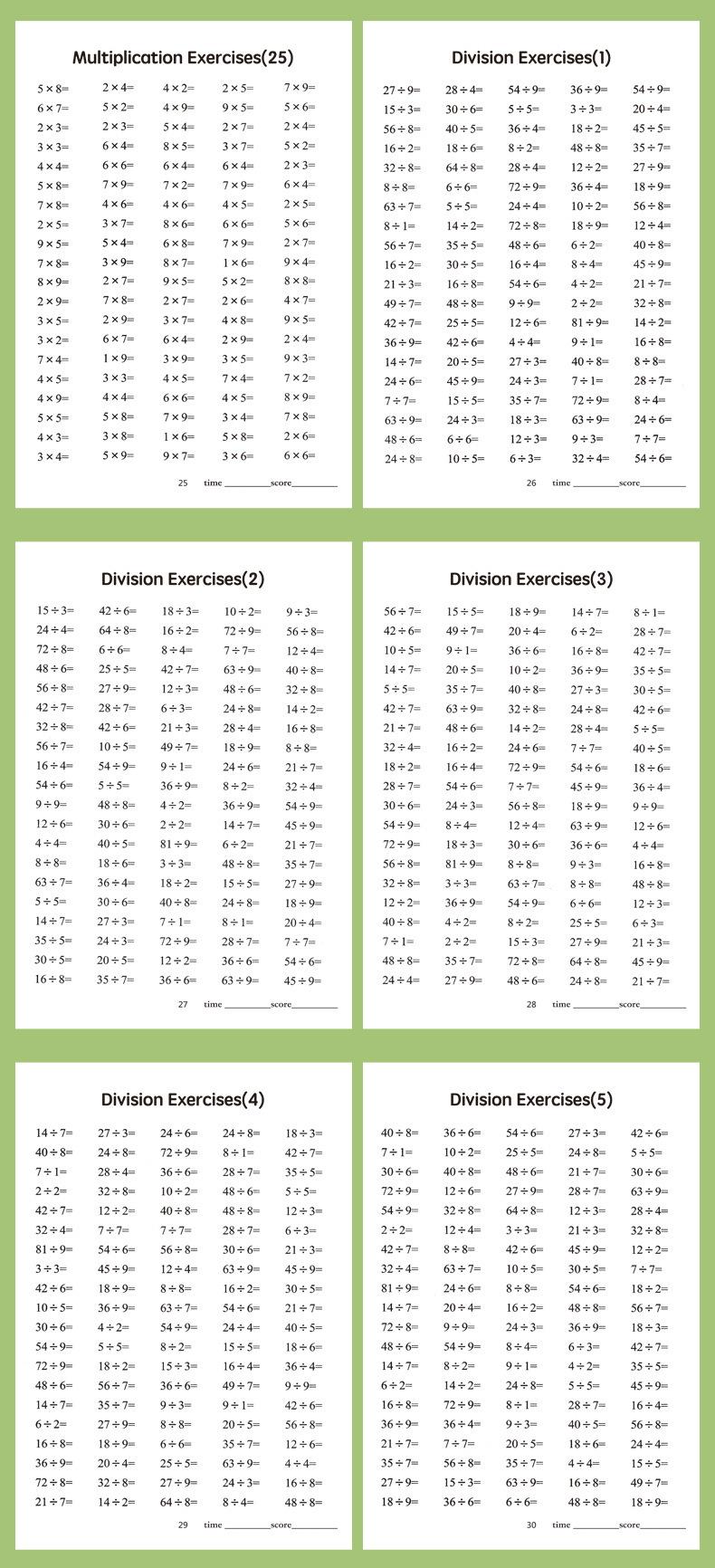 A workbook, Math learning book, designed for children to practice math problems, focusing on nine-nine multiplication in multiplication and division, handwritten math book enhances computational skills and promotes critical thinking