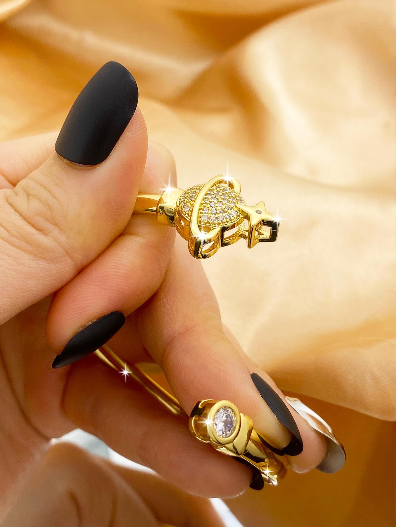 Cross-border fashion planet zircon open bracelet, adjustable, minimalist and high-end, elegant and versatile wristband