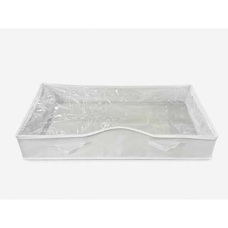 3-Pack White Under-Bed Storage Boxes and Organizers, Foldable Collapsible Containers for Blankets, Quilts, Clothes & More, Space-Saving Wardrobe Organizer