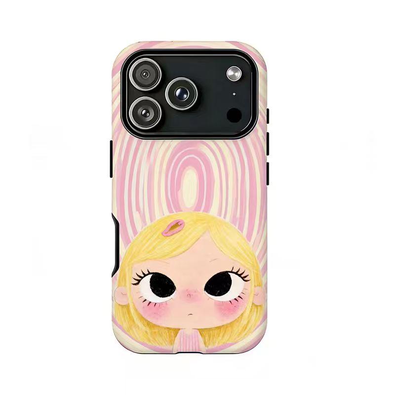 Cute Big-Eyed Girl Phone Case | Kawaii Watercolor Aesthetic,Compatible for iPhone 16 15 14 13 12 11 17Pro Max,for Samsung S25 S24 S23 S22 Ultra,Durable Dual-Layer design phone cover,Perfect Gift for Her