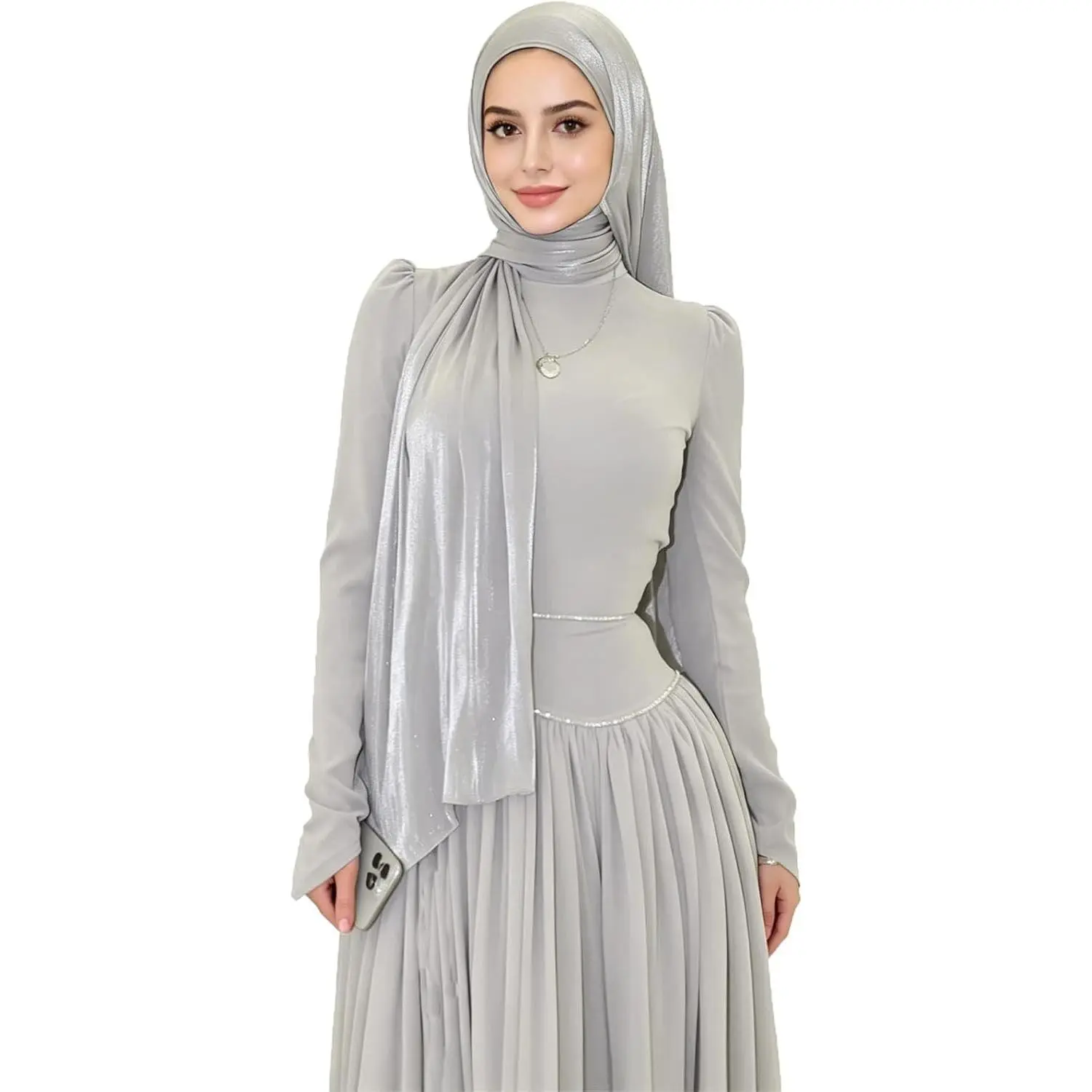 Women's Premium Lightweight Shimmer Hijab Head Scarf - Crepe Wedding Shawl and Wrap for Evening Dresses, ShinyGift