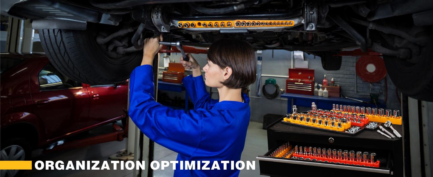 Holder Organizer Set - 1/2, 1/4, 3/8 Inch Drive Holder, Tool Box Tray for Wrench, Screwdriver, Mechanic, Toolbox Accessory