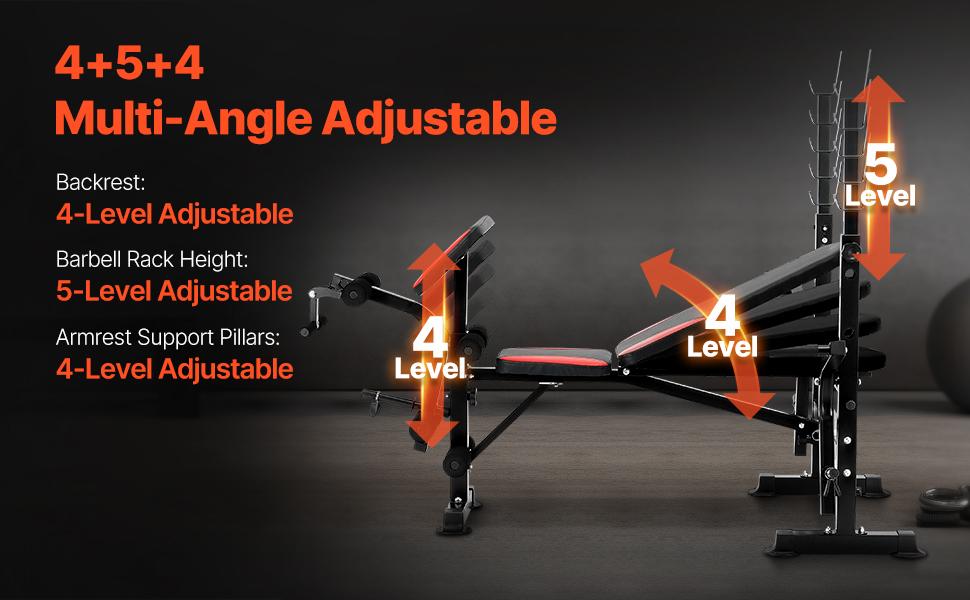 VEVOR Weight Bench, Multi-Functional Adjustable Weight Bench Press for Full Body Workout, 660lbs Exercise Sit up Bench for Home Gym Strength Training, Flat Bench with Quick Folding Fast Adjustment