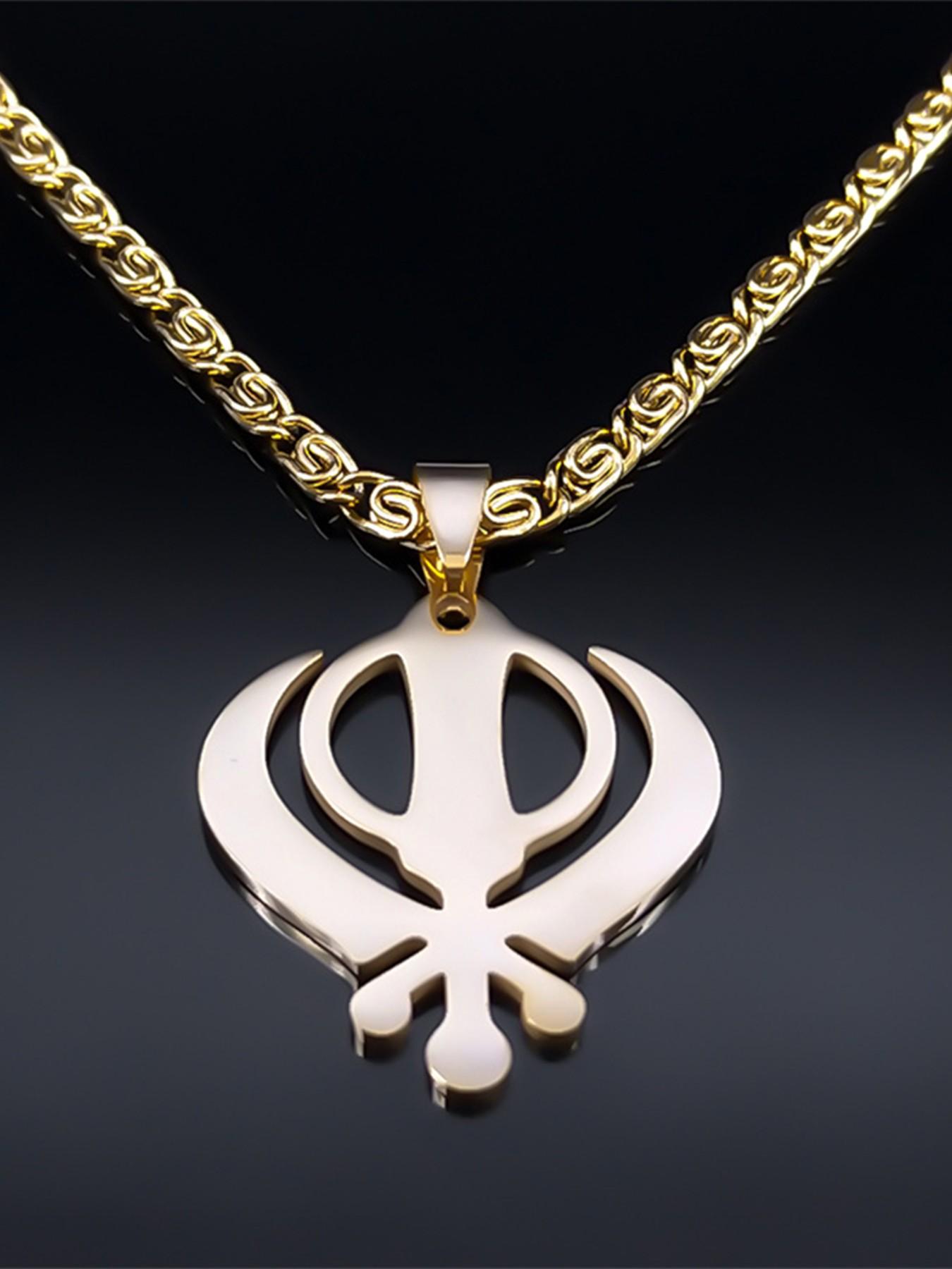 Sikhism Sikh Necklace Women Men Khanda Pendant Stainless Steel India Pakistan Malaysia Punjab Religious Necklaces