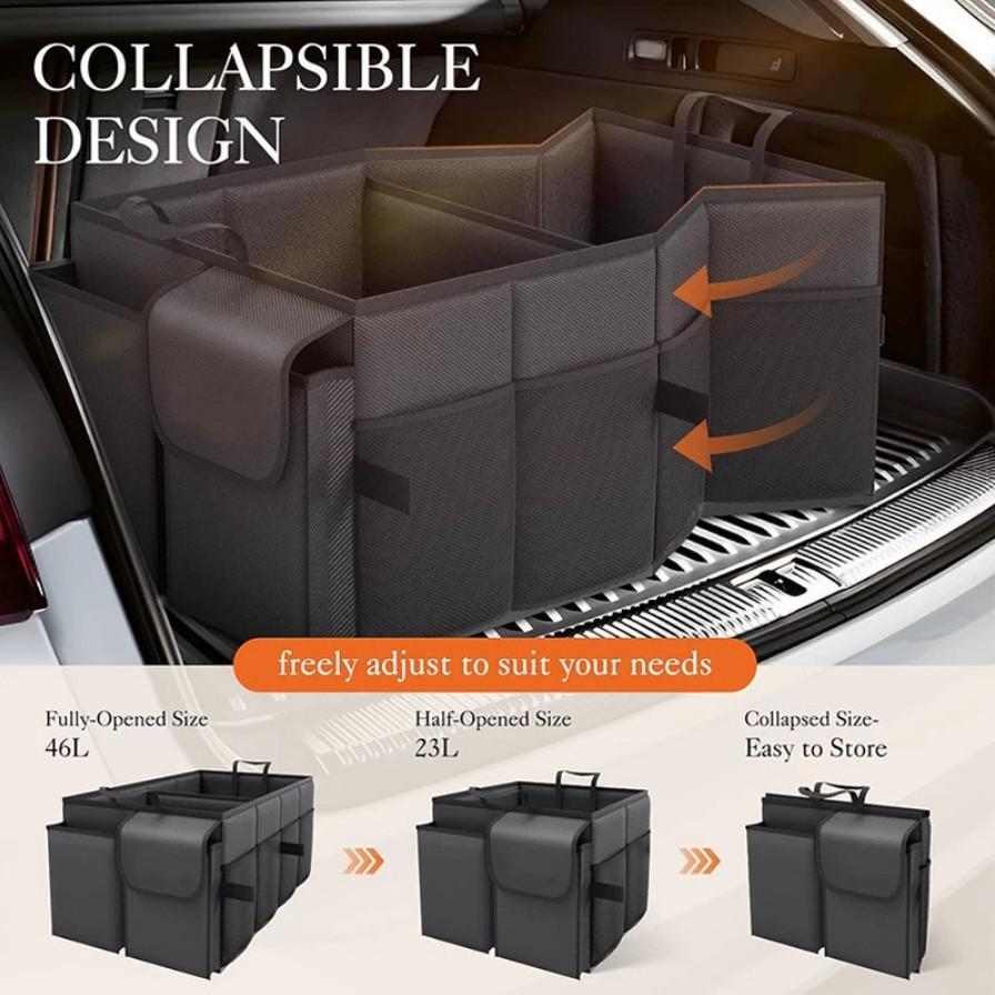 Foldable Car Trunk Organizer, Large Capacity Suv and Sedan Storage, Durable Automotive Organization, Multi-Compartment Tool Box