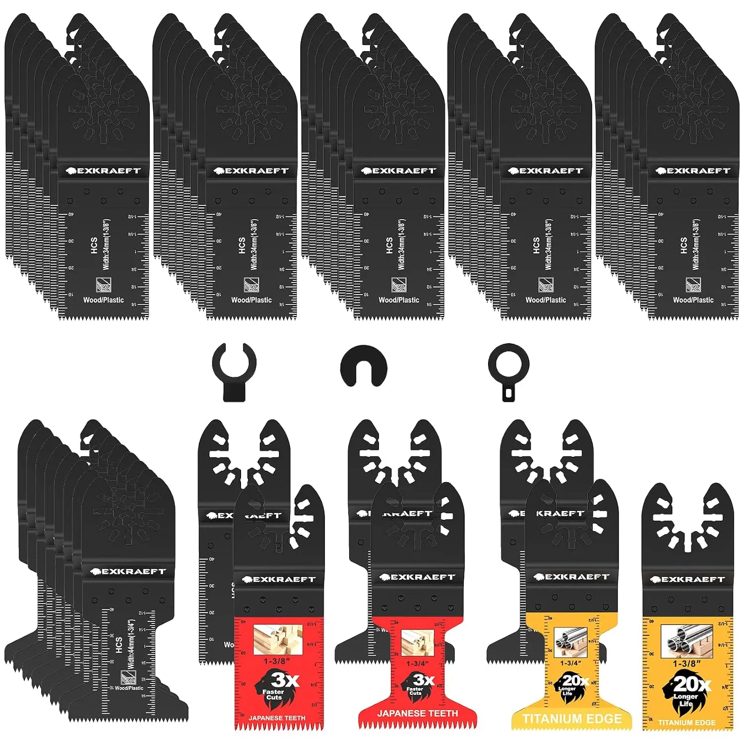 55 PCS Blades, Multi Tool Blades for Wood