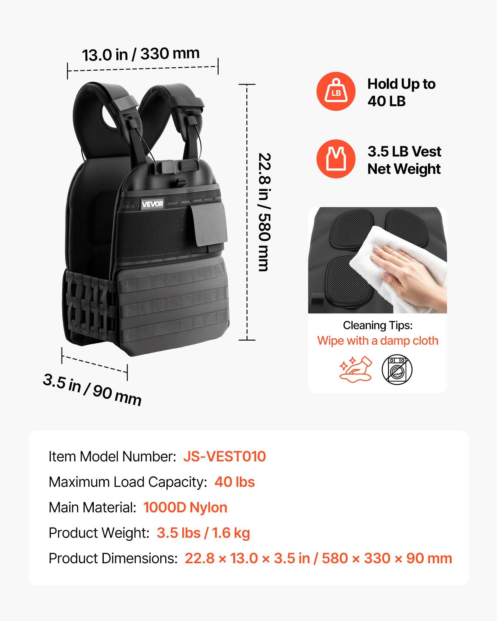 VEVOR Weighted Vest, Body Weight Vest with Shoulder Pad, and Reflective Stripe, Exercise Set for Men Women, Workout Equipment for Strength Training, Running, Jogging, Fitness, Muscle Building VEVOR Weighted Vest, Body Weight Vest with Shoulder Pad, and Reflective Stripe, Exercise Set for Men Women, Workout Equipment for Strength Training, Running, Jogging, Fitness, Muscle Building