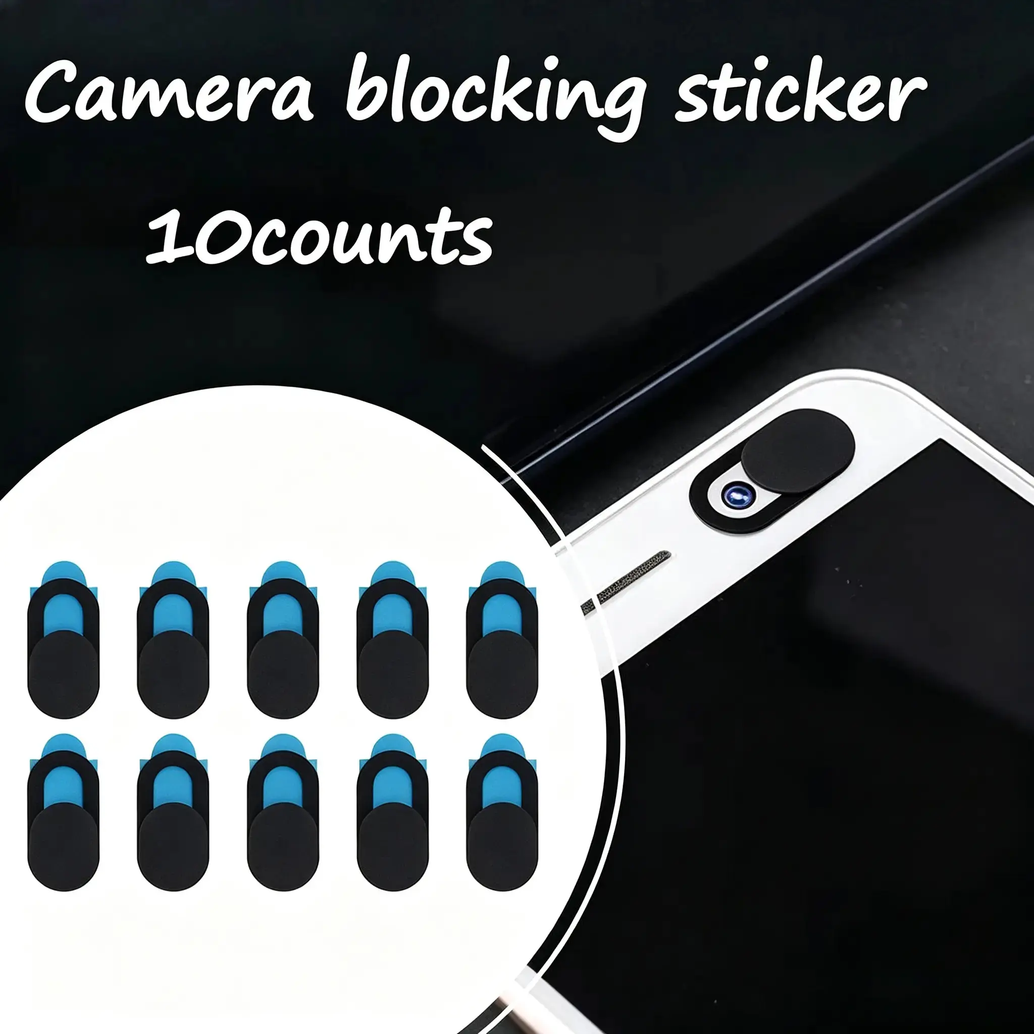 10-Pack Black Webcam Slide Cover Camera Blocker, Dual-Color 0.022in Ultra-Thin Anti-Spy Protector with Adhesive Stick for Laptops, Tablets, MacBook, Desktop PC - Home, Festive Party Gift Supplies