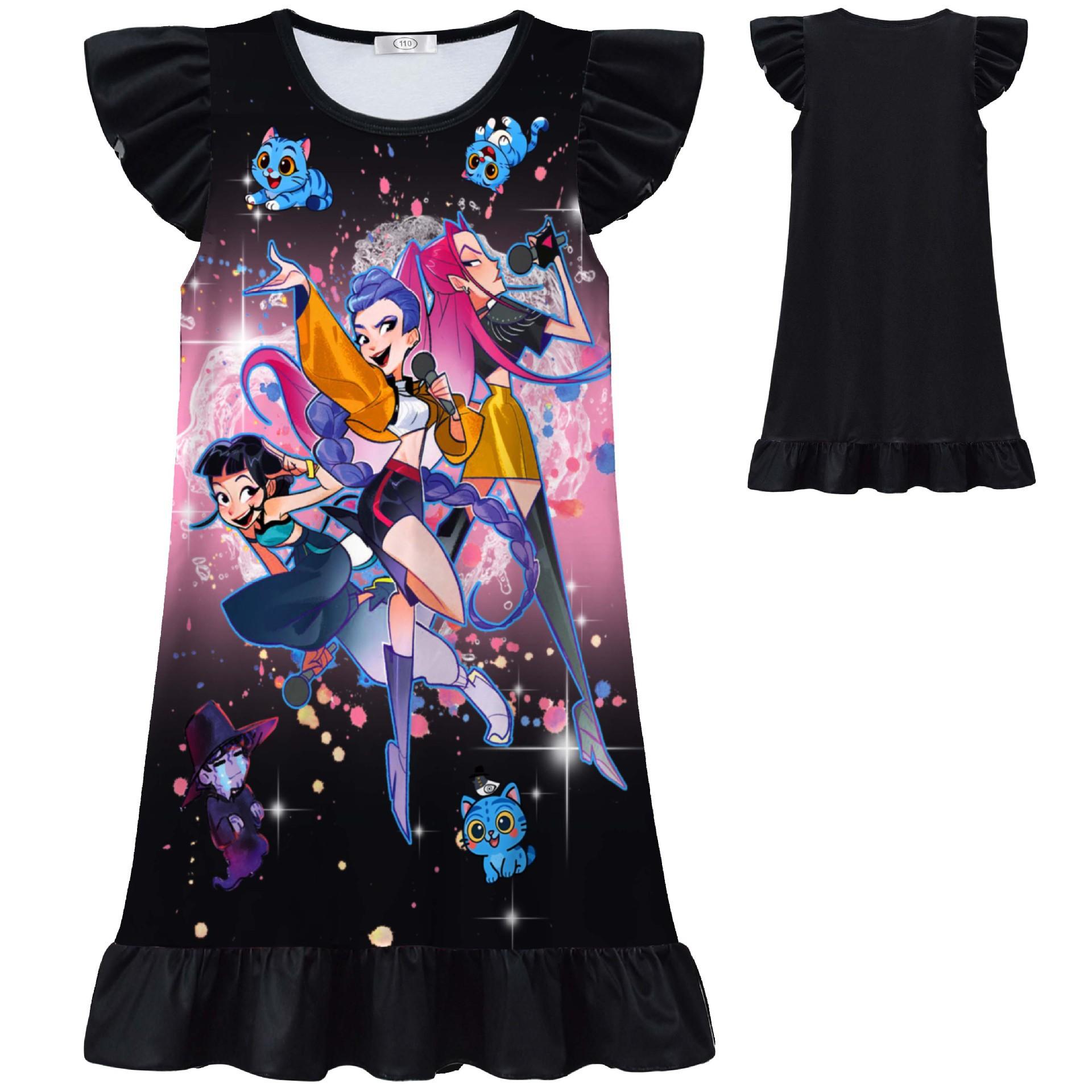 Girls Casual Dress Novetly Dresses Cartoon Nightdress Print Top