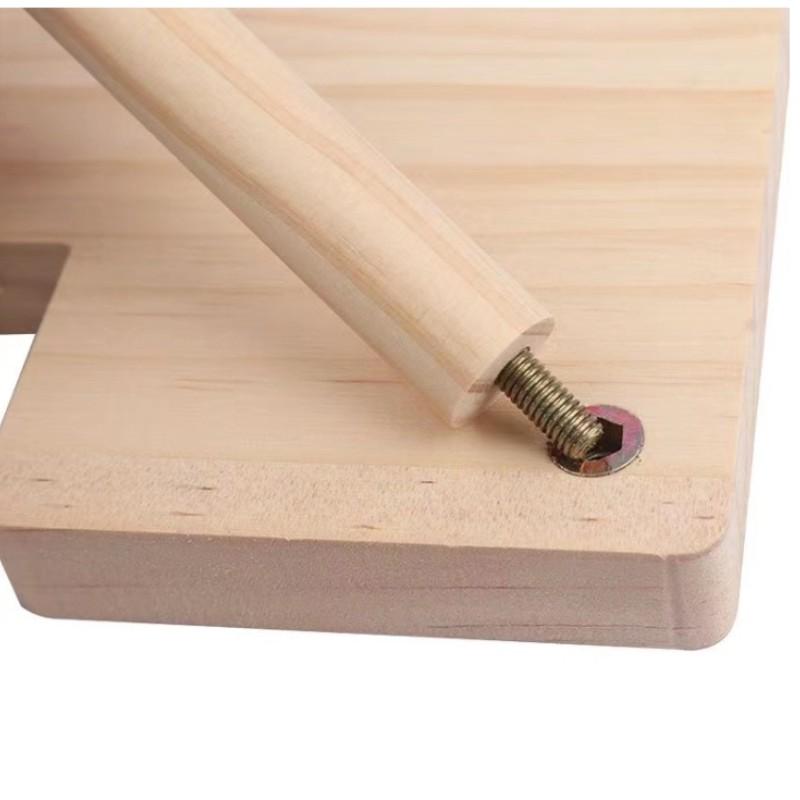 1 Set L-Shaped Solid Wood Hamters Two-Tier Platform Table with Ladder, Hamster Toys Bite-Resistant Stable Pet Hideout, Climbing Furniture for Small Pets, All Seasons Use