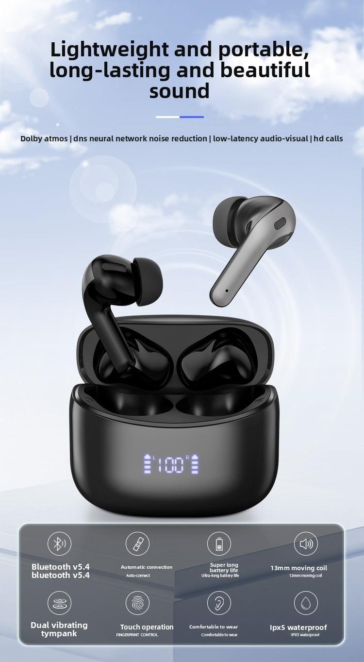 Digital in-ear noise reduction wireless headset Bluetooth link Deep Bass Stereo Earbuds stable fit ip7 waterproof