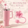 Flower Shaped Straw Tip Cover, 1/4 Counts Lovely Reusable Silicone Straw Topper, Modern Decorative Straw Cap for Indoor & Outdoor, Straw Spout Lid