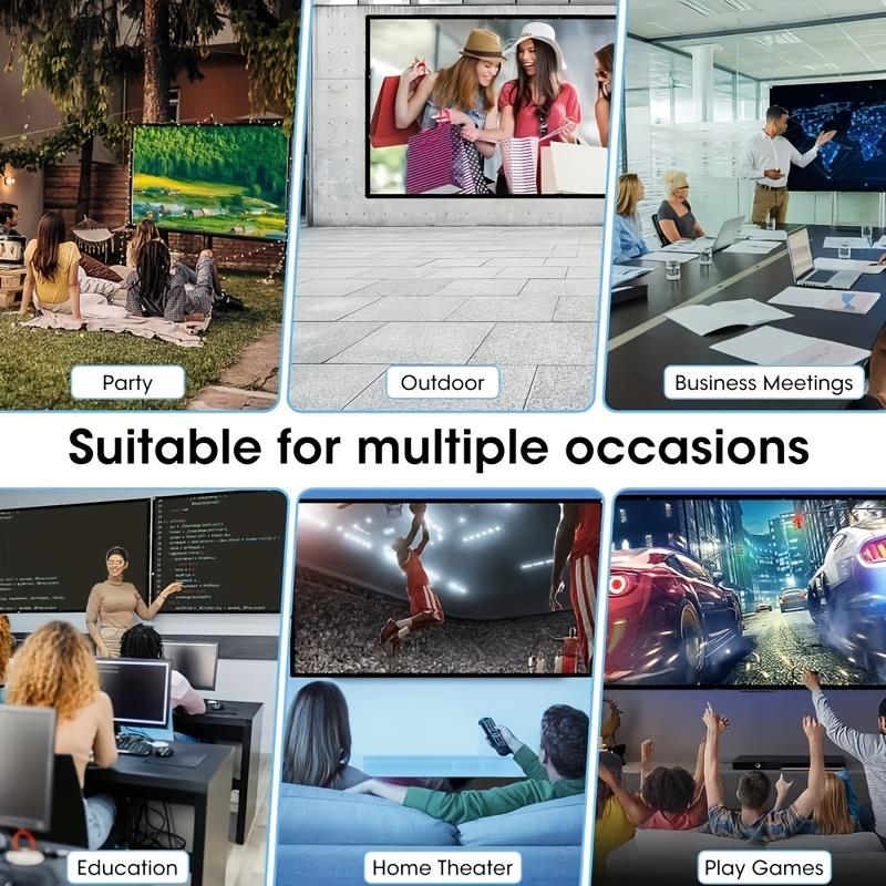 Large Screen Projector Support 1080P Resolution, Portable Pocket Design, Wall-Mounted Option for Home Theater & Presentation