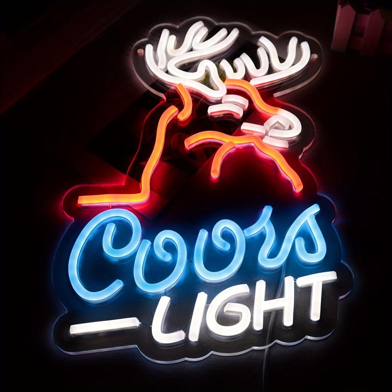 ROSNEK Deer Head Crs Light Neon Signs for Wall Decor Neon Lights for Bedroom Led Signs Suitable for Man Cave Bar Pub Birthday Party Christmas Gift