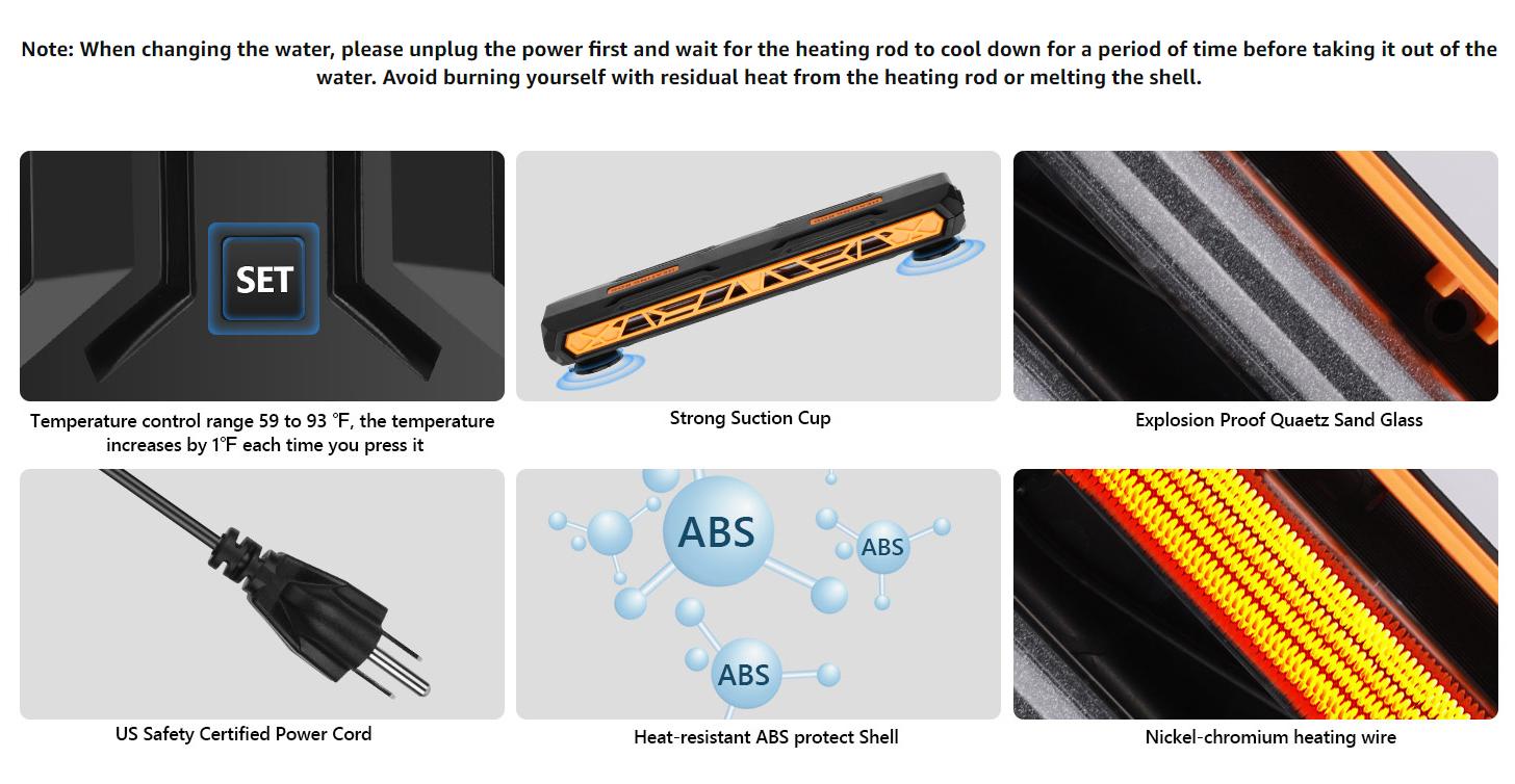 hygger Aquarium Heater, Submersible Fish Tank Heater with Over-Temperature Protection and Automatic Power-Off, Fish Heater with Digital Controller for Freshwater and Saltwater