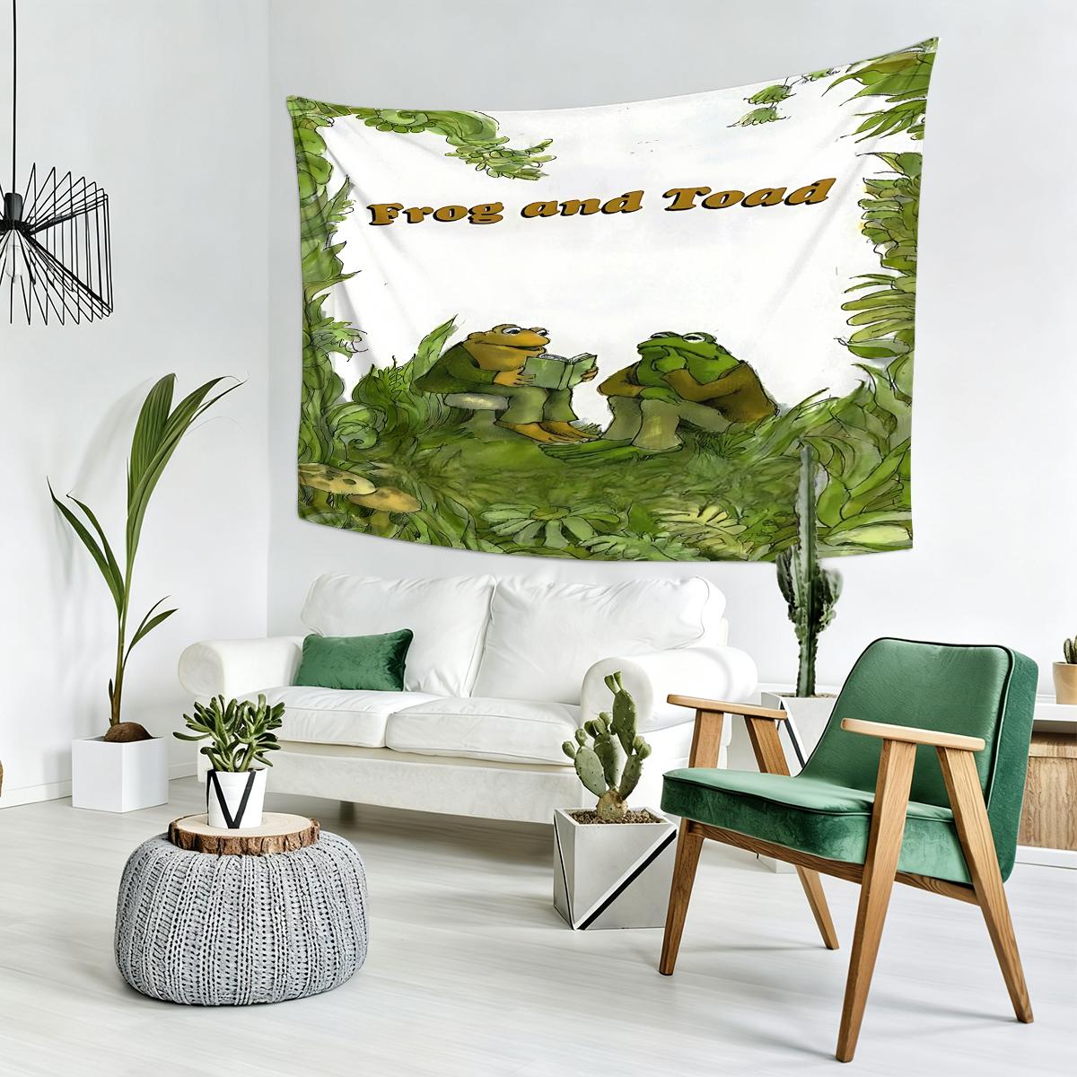 Frog and Toad design peach skin velvet tapestry, suitable for the wall decoration of the study window leisure area, is a good choice for building a study on San Juan Festival, suitable for sending friends during the festival